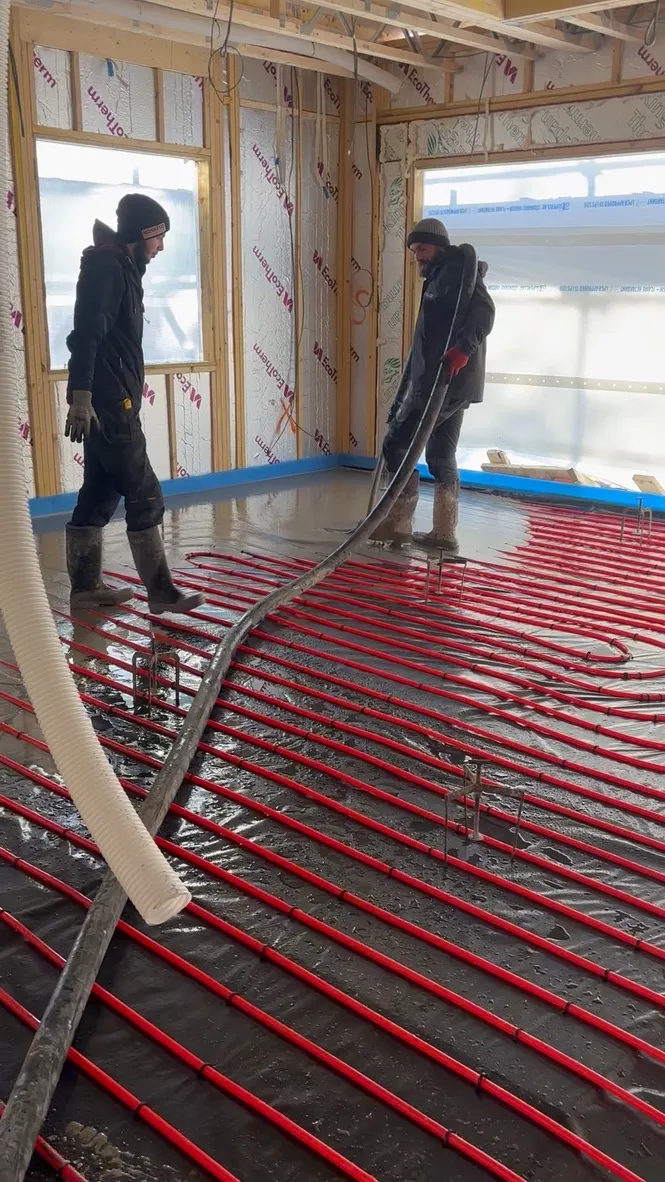 Liquid screed poured across the test project&rsquo;s ground floor.